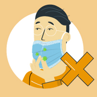 Illustration of man touching facemask